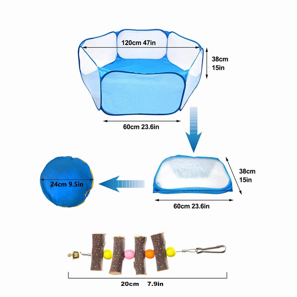 VCZONE Small Animals Foldable Exercise Playpen,Portable Yard Fence for Guinea Pig, Rabbits, Hamster, Chinchillas and Hedgehogs (47.2\