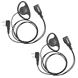 Lot 2 x Coodio D-Ring Earpiece Police Security Headset inline PTT Mic Microphone For 2 Pin Kenwood Baofeng Wouxun 2 Way Radio Walkie Talkie