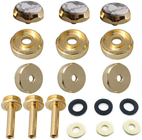 Lheng White Pine Buckle Shell Inlay Trumpet Finger Buttons And Plating Trumpet Parts for Trumpet Accessory 3 Packs