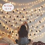 led fairy lights battery operated string lights, 40 LED 13ft Battery Powered Lights with photo clips for Bedroom Wedding Party Christmas Propose Home Decor battery Lights for Hanging Cards and Artwork