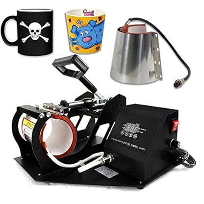 Smartxchoices 2 in 1 Auto Digital Coffee Mug Cup Heat Press Transfer Sublimation Heat Press Machine Heat Press Kit (Two Stainless Steel Mug attachments)