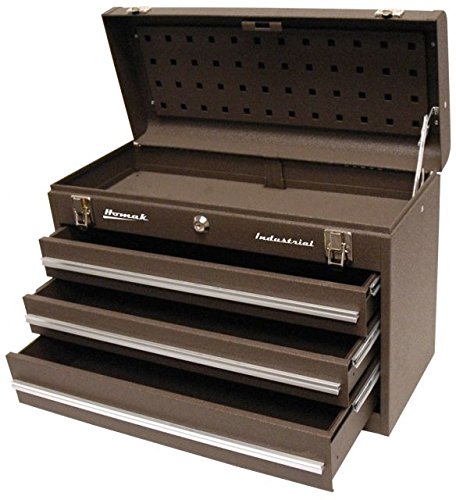 Homak industrial 20-inch 3-drawer friction toolbox, bro…