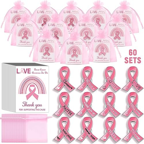سعر Ecally 60 Set Breast Cancer Awareness Pins Bulk 12 Styles Pink