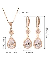 Conjunto de joyería para boda, aretes de lagrima y collar con dije de circonio cúbico