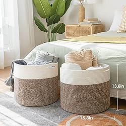 Goodpick 2pack Large Woven Blanket Storage Baskets