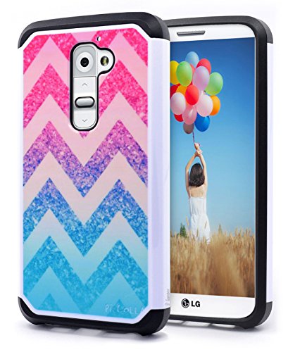 LG G2 Case, LG Optimus G2 Case, NageBee - Design Premium Heavy Duty Defender Dual Layer Protector Hybrid Phone Cover Case for LG G2 (Hybrid Colorful Wave)
