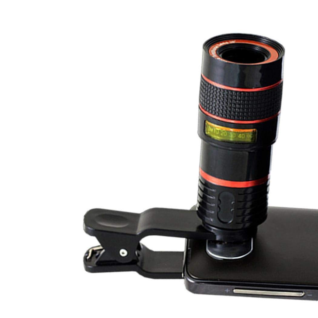 edited Unisex Lentes para Móviles, Clip de Zoom de telescopio óptico HD General de 8X para cámara de teléfono Celular, Kit de Lentes de cámara telescopio Lente para móviles