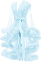 Tulle Robes for Women Sheer Mesh Fur Bridal
