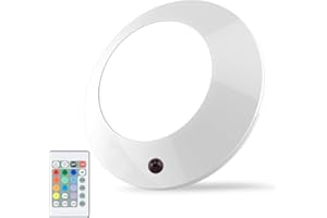 BIGLIGHT Battery Operated LED Ceiling Light, Remote Controlled, 12 Color Changing Mood Light, Hallway Lighting, Dimmable Night Light for Shower Closet Bedroom Corridor Bathroom, 2 Pack