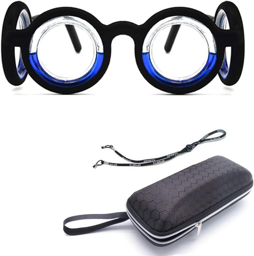 Anti-Motion Sickness Smart Glasses, Raised Airsick Sickness Seasickness Lensless Glasses for Sport Travel Gaming, No Lens Liquid Glasses for Adults Kids (Black)