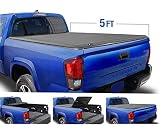 Tyger Auto Black (Soft Top) T3 Tri-Fold Truck Tonneau Cover TG-BC3T1530 works with 2016-2018 Toyota Tacoma | Fleetside 5' Bed | For models with or without the Deckrail System