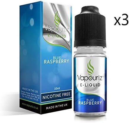 Vapouriz Premium E Liquid x3 10ml (TRIPPLE PACK) Zero 0% Nicotine Mix Flavours (Blue Raspberry)