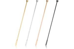 Huakaile 4Pcs Stainless Steel Stirrers Stir Cocktail Drink Swizzle Stick, 7.5'' Beverage Stirrers Metal with Small Rectangular Paddles, Reusable Stir Sticks for Coffee Bar Chocolate Milk (4 Colors)