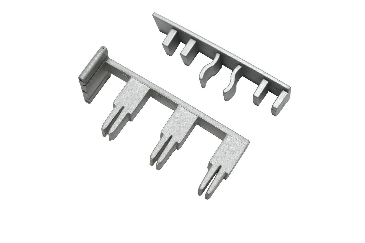 Gardinia End Piece With Notch For 3-Track Rails, 2-Pack, Atlanta Series, Plastic, Silver