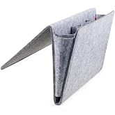 Kikkerland Large Grey Felt Pocket Caddy for Storage with Inner Pockets &ndash; Organization Essentials for Bed, Couch, Home &ndash; Holder for Magazines, Books, Phones, and Remote Controls