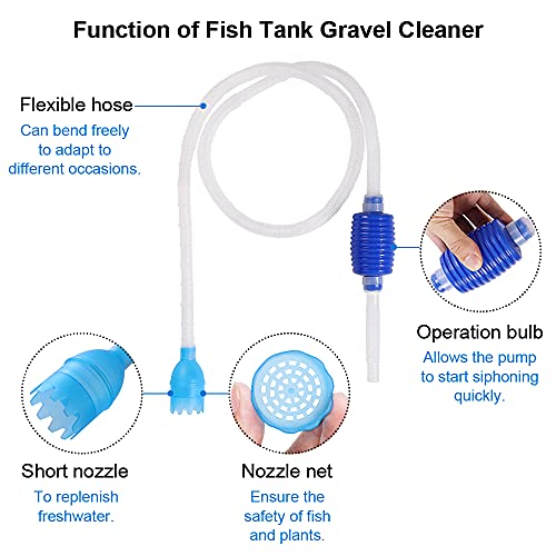 Fish Tank Cleaner Magnetic Floating Glass Cleaning Brush, Fish Net, Siphon Gravel Cleaner Water Exchanger - Aquarium Cleaning Tools Scratch-Free Scrubber Vacuum Algae Scrapers Kit 4 Packs Small