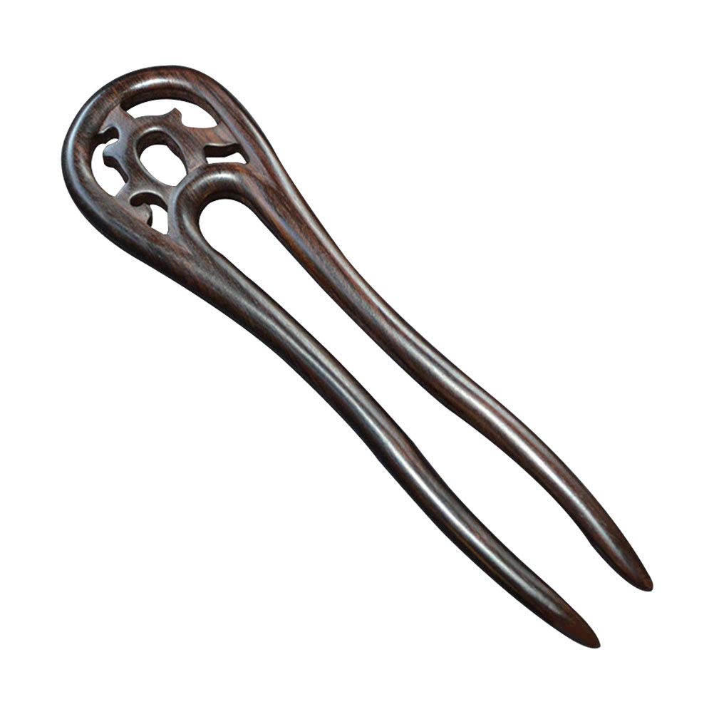 Lurrose Natural Ebony Hair Stick Wooden Hair Fork U-shaped Hair Chopsticks Retro Hairpin Hair Clip(Random Color)