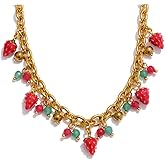 Mchic Charm Necklace for Women: Gold Chunky Necklace with Ocean/Fruit/Boho Theme Charms Vacation Gold Jewelry Gift for Women