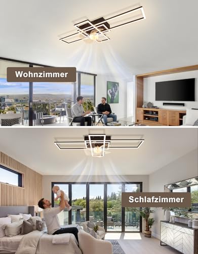 Homefire Lámpara de techo moderna con ventilador de 94cm - Ventilador de techo con luz, 6 velocidades, LED, regulable, con mando a distancia y temporizador para salón, comedor y dormitorio