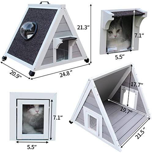 Deblue Stray Outdoor Cat House, Feral Cat Shelter Weatherproof with