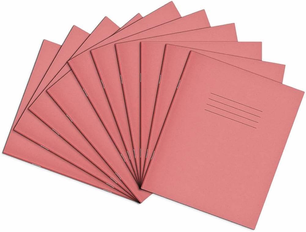 Rhino 8 x 6.5 Exercise Books, 48-Page/Blank Paper Notebook, 10-Pack, Writing Book, Office & School Stationery Supplies, Pink