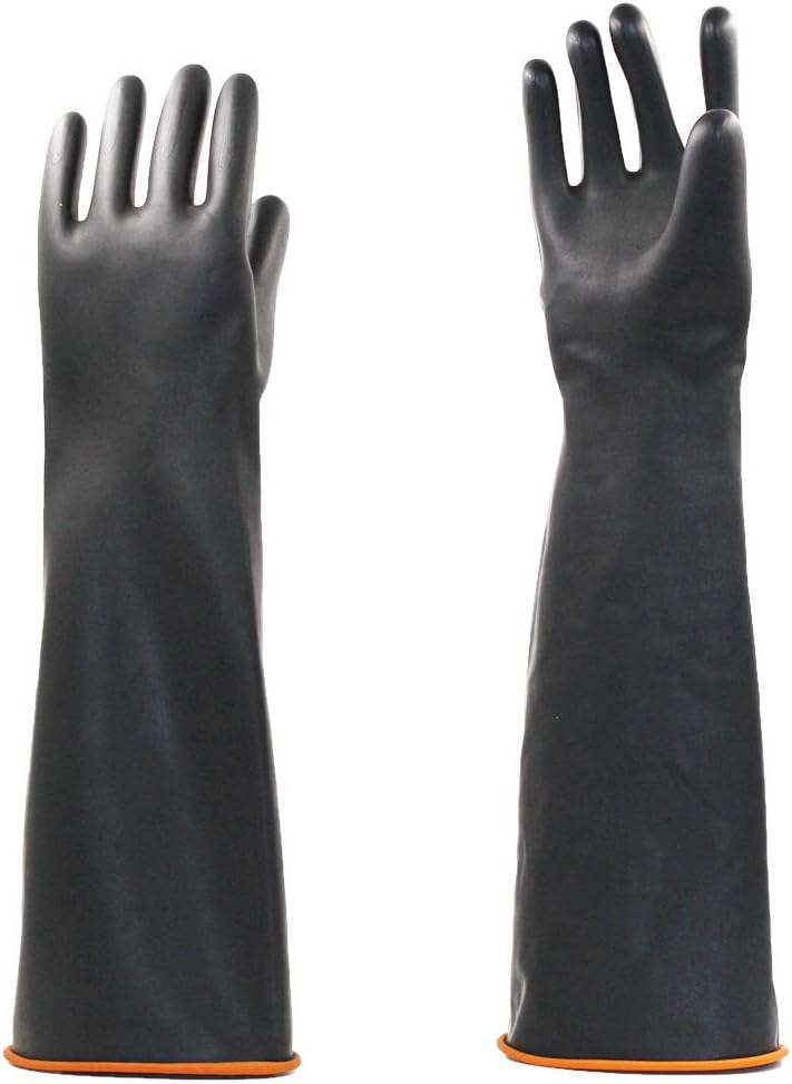 Jewboer 2 Pairs 22" Heavy Duty Rubber Gloves,Chemical Muriatic Acid