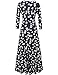 Aphratti Womens 3/4 Sleeve Faux Wrap Maxi Dress Floral Fit Flare V Neck Long Dresses Navy XX-Large