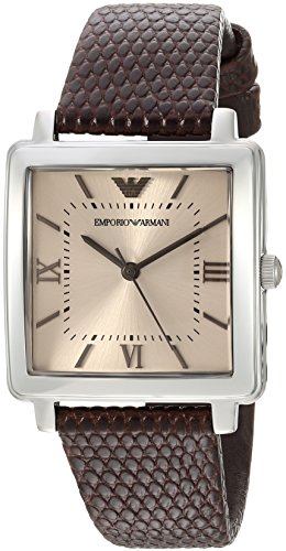 Emporio Armani Women's 'Dress' Quartz Stainless Steel and Leather Casual Watch, Color:Brown (Model: AR11099)