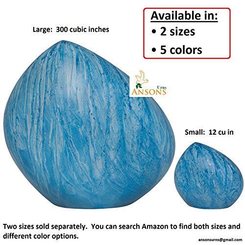 Ansons Urns Light Blue Small Cremation Urn - Mountain/Rock Funeral Urn - Aluminum Memorial Garden Burial Urn - Aluminum with Marbled Design - Fits up to 12 lbs Pet Urn