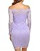 ACEVOG Women's Off Shoulder Lace Dress Long Sleeve Bodycon Casual Dresses (Large, Pink Purple)