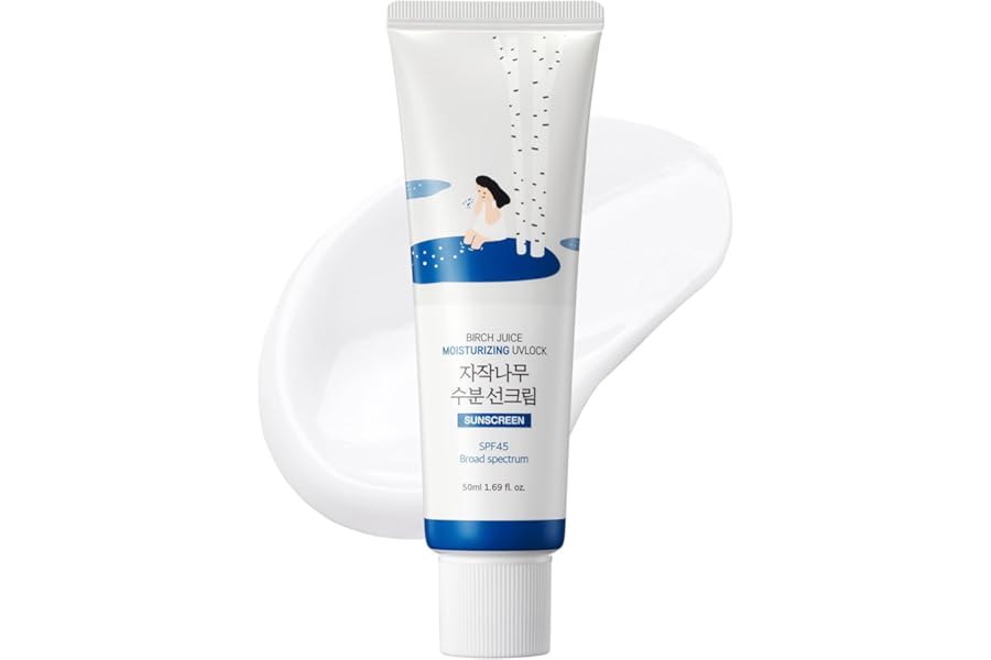 ROUND LAB Birch Juice Moisturizing UV LOCK SPF 45, 1.69 Fl Oz, Hydrating Lotion-like Lightweight Glow Sunscreen for Sensitive Skin, No White Cast, Fragrance-Free, Protector Solar, Korean Sunscreen
