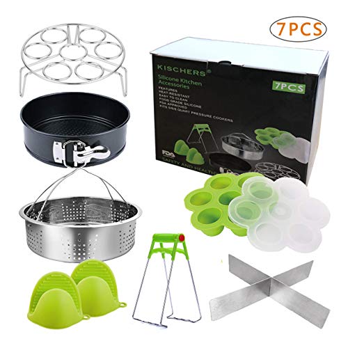 Pressure Cooker Accessories Set, Compatible with Instant Pot 5,6,8 QT Steamer Basket,Egg Rack, Springform Pan,Egg Bites Mold,Steamer Basket Inserts,1Pair Silicone Mitts/7pcs