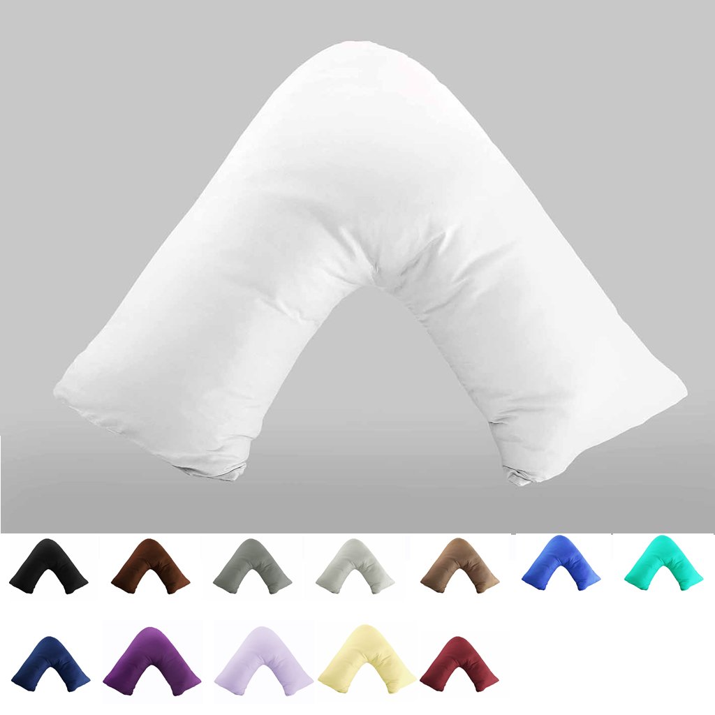 Gyulin 100% Cotton 300 Thread Count Soild Envelope Style V Shaped/Tri/Boomerang Standard Pillow Case Cushion Cover Only Cover No Insert (White)