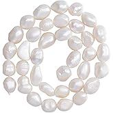CRAFTYMELODY 1 Strand Natural Baroque Keshi Pearl Beads Strands Nuggets Cultured Freshwater Pearl Beads 8.5~12.5mm Irregular Loose Bead for Necklaces Bracelets Earrings Jewelry Making DIY Crafts