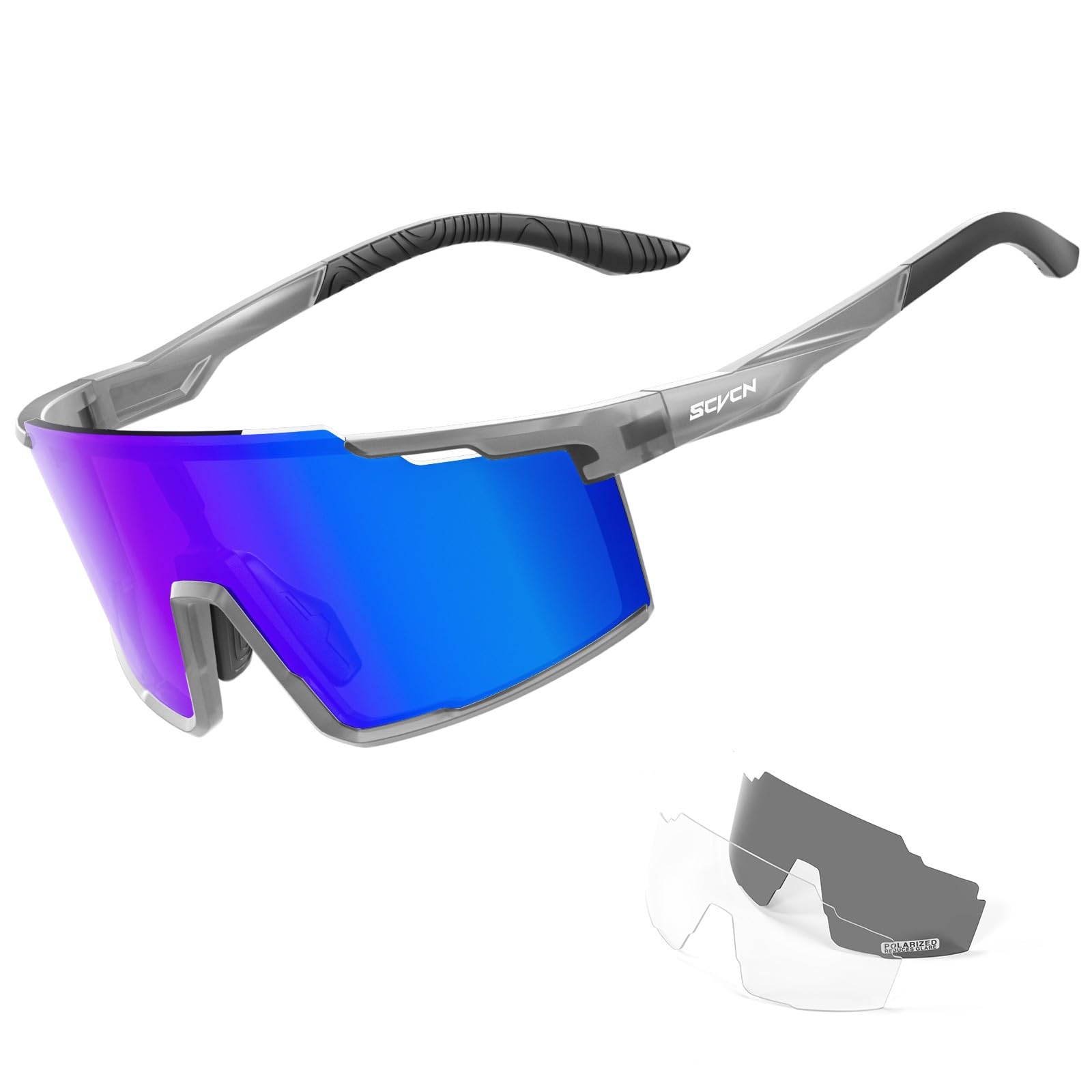 SCVCN Polarized Cycling Glasses Mountain Bike Glasses MTB Glasses Polarized Biking Sunglasses Men Women Bicycle Riding Goggles Sport Glasses Motorcycle Cycle Glasses Running Fishing Driving