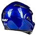 ILM Motorcycle Helmets Modular Dual Visor Flip-up Full Face Street Bike Racing Helmet DOT 5 Colors Model 808 (M, Blue)
