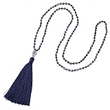 KELITCH Tassel Necklace Silver Buddha Pendant