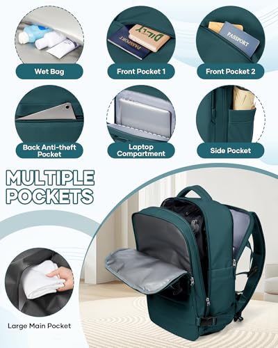 SZLX Vacuum Backpack Travel Bag with Pump, New Ryanair Cabin Size Bag 40x30x20 Backpack Wizz air, Large Travel Backpack Women Men Carry On Casual Daypack Fit 14 Inch Laptop with Shoes Compartment