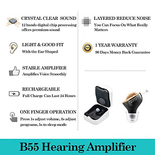 Rechargeable Hearing Amplifier Device to Assist Hearing for Adults with Digital Noise Reduction CIC ITE ITC Style