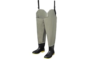 DEILAI Hip Waders, Lightweight Waterproof Hip Boots for Men and Women, PVC/Nylon Fishing Waders with Boots