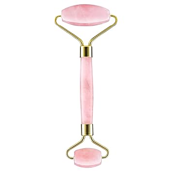 Amazon Com Rosejoice Pink Rose Quartz Jade Roller For Face Natural Handmade Crafted Facial Massager Skin Tool For Anti Aging Skincare Beauty