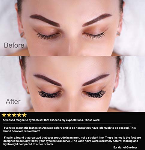 ARVESA 8x False Magnetic Eyelashes Full Set [With APPLICATOR, BRUSH and eBOOK] The Best Fake Eye Lashes Magnet - Dual Magnets Silk Eyelash Extensions - Natural Look | No Glue, Reusable