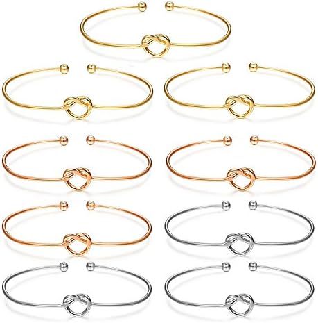 Diomate 9Pcs Love Knot Bangle Bracelets Cuff Bangle Bridesmaid Bracelet for Women Girls Stretch Bracelet