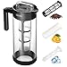 Cold Brew Coffee Maker (1.3L/44OZ Iced Tea&Coffee Maker) 4-IN-1 BPA Free Glass Coffee Brewer System; Dishwasher Safe Coffee Filter Pitcher Carafe with Non-slip Silicone Base / Spout Lid / Mesh Filter