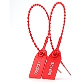 Leadseals(R) 1050 PCS Red Numbered Security Zip Ties for Fire Extinguisher Plastic Tamper Evident Seal Tags Pull Tite Self-Locking Disposable Safety Locks