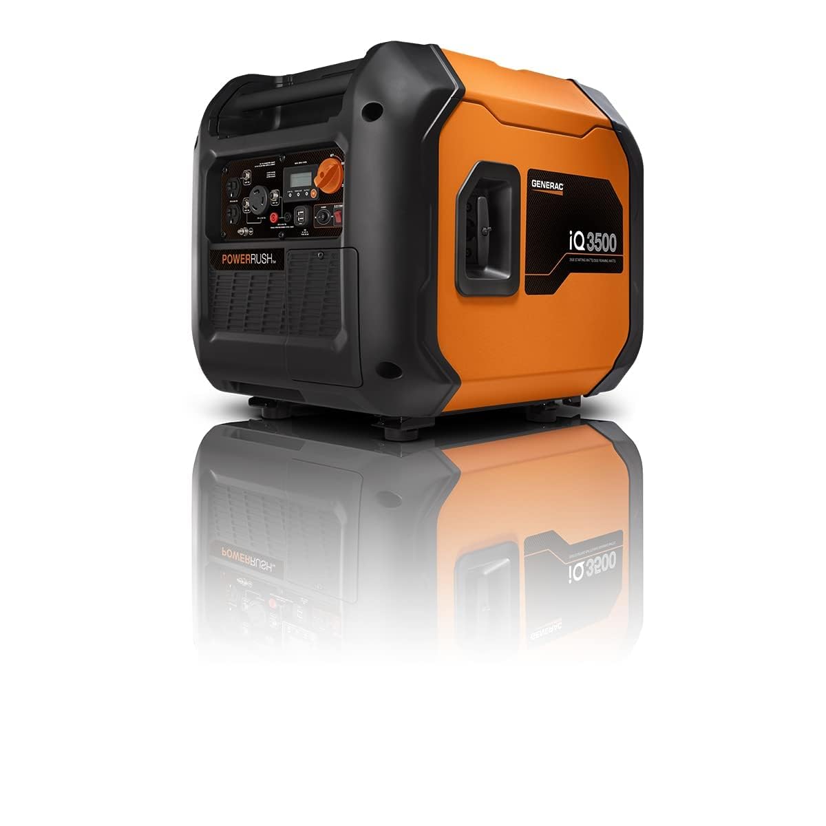 Generac 7127 iQ3500 3,500-Watt Gas-Powered Portable Inverter Generator - Durable, Lightweight Design - Speed Selection for Quiet Performance or Maximum Power - CARB Compliant - Orange/Black