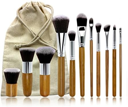 Makeup Brush Set - 11 Piece Set with Premium Synthetic Hair and Natural Bamboo Handles-Vegan Make up Brush Set - Face Powder Brush Makeup Brush Kit