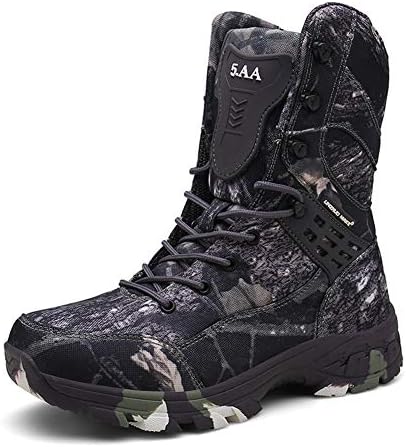 Mens Camouflage Waterproof Oxford Military Hiking and Trekking Boots Spring and Summer Mid-Calf Outdoor Non-Slip Tactical Boots