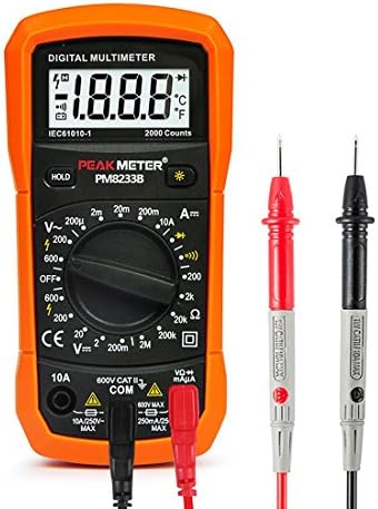 Digital Multimeter, USCVIS MS8233A 2000 Counts Auto Ranging Digital Multimeters Digital Multi Tester, Measures Voltage Tester, Current, Resistance, Continuity, Frequency, Transistors.