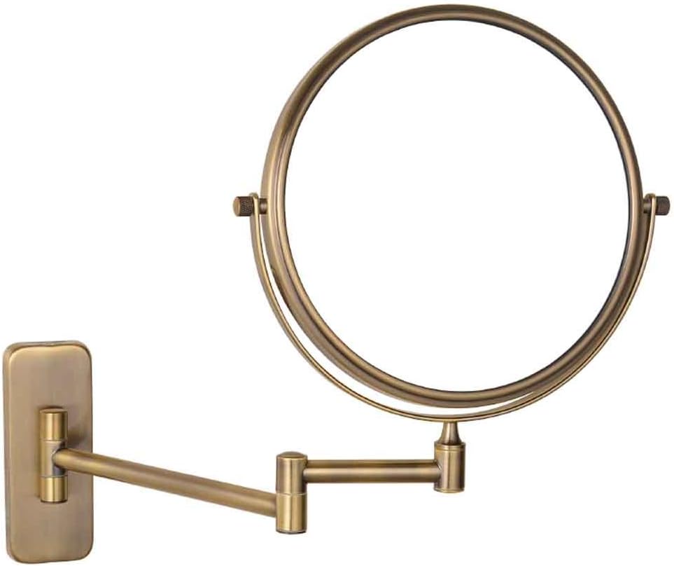 Punch-Free Cosmetic Mirror Hotel Bathroom Wall-mounted Makeup Mirror Collapsible Retractable Bathroom Magnifier 8 Inch 20cm6 Inch 15cm Xuan - worth having (Color : Bronze, Size : Diameter 20cm)